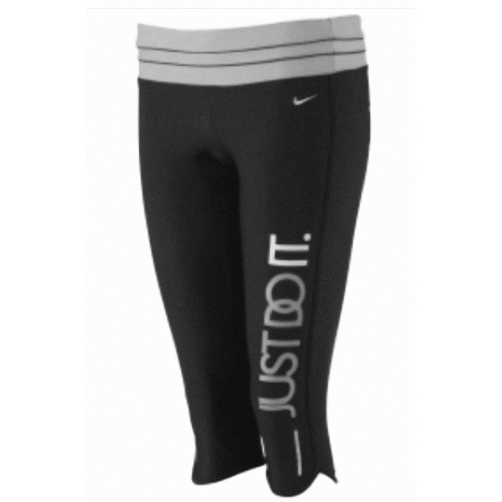 Blue Nike Running Capri Pants Just Do It Dri-FIT Athletic Black Teal Womens